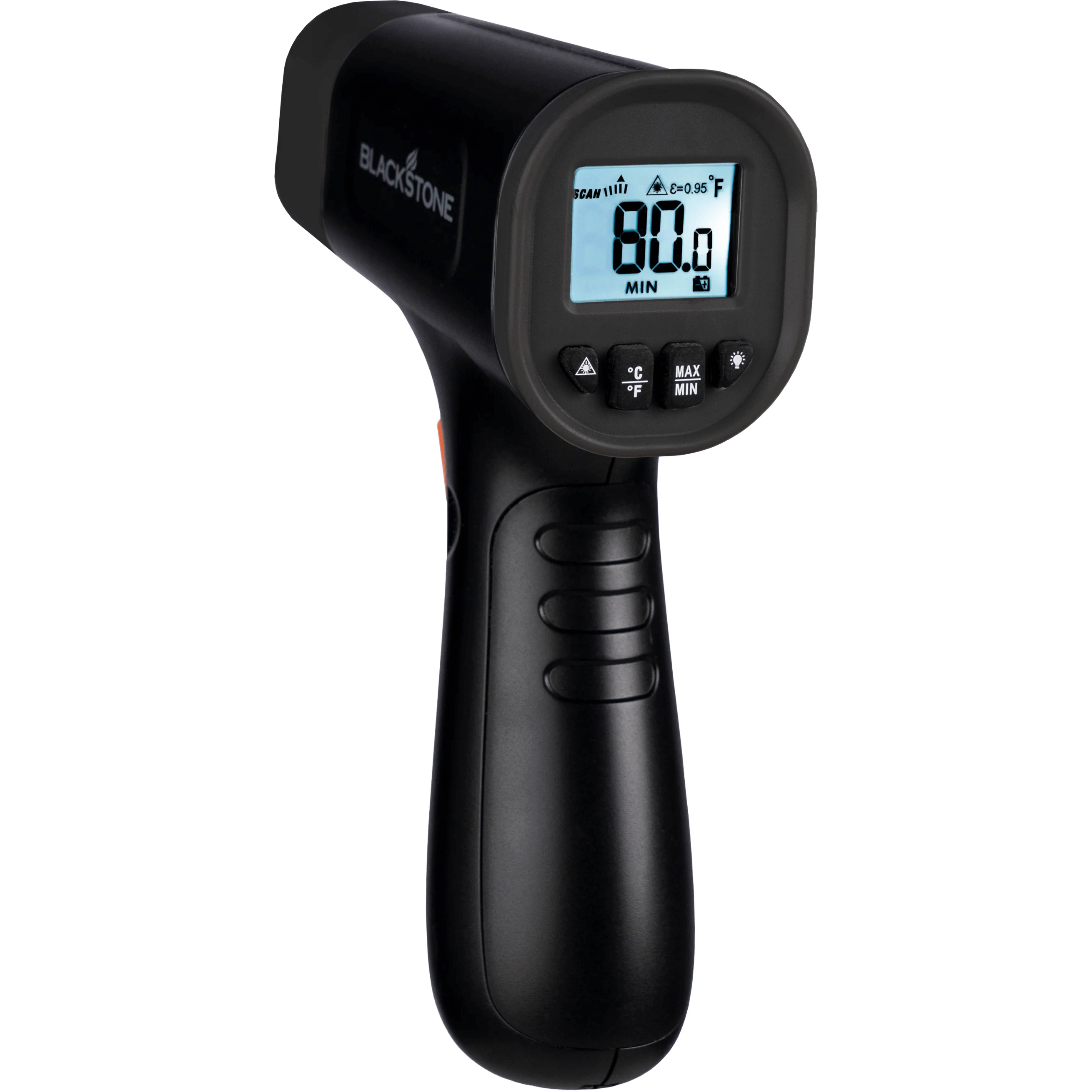 Blackstone infrared thermometer digital display screen backside