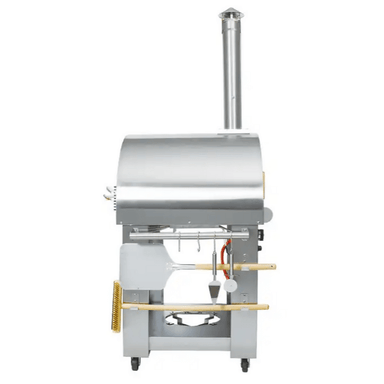 Kokomo Grills Wood or Gas Fired Outdoor Pizza Oven side view with accessories