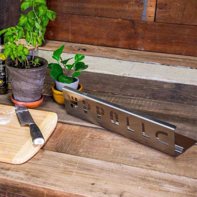 WPPO wood fired pizza oven fire separator on table front view