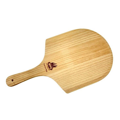 WPPO 12x24 inch short handle wood pizza peel angled right