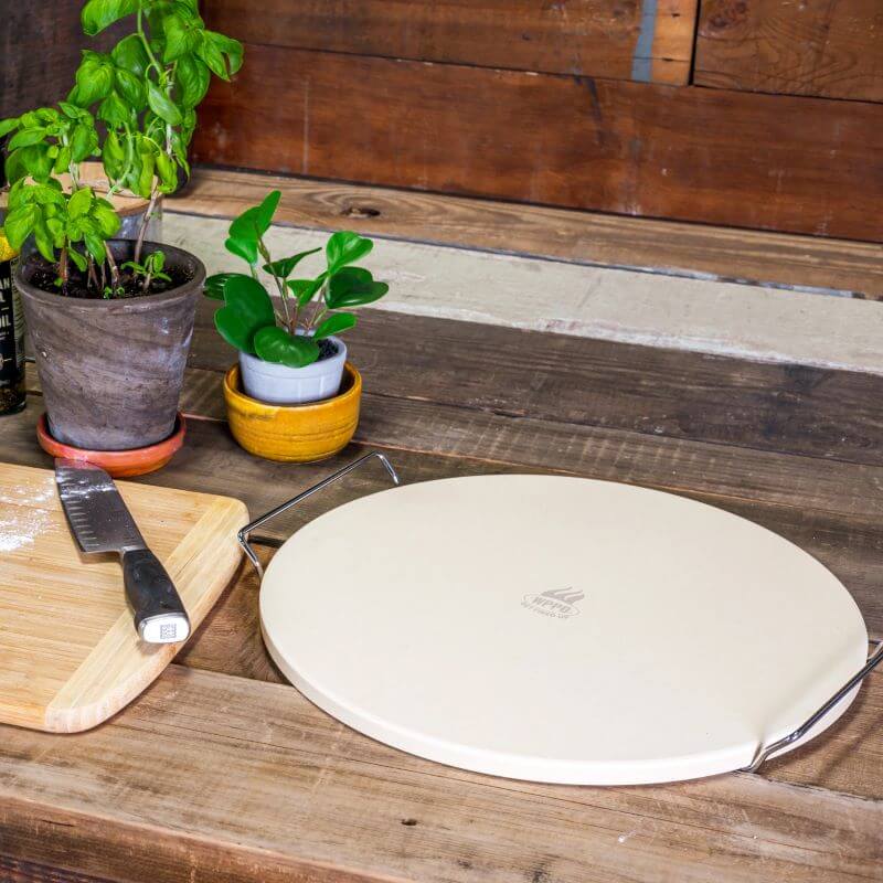 WPPO 15in Pizza Stone on table