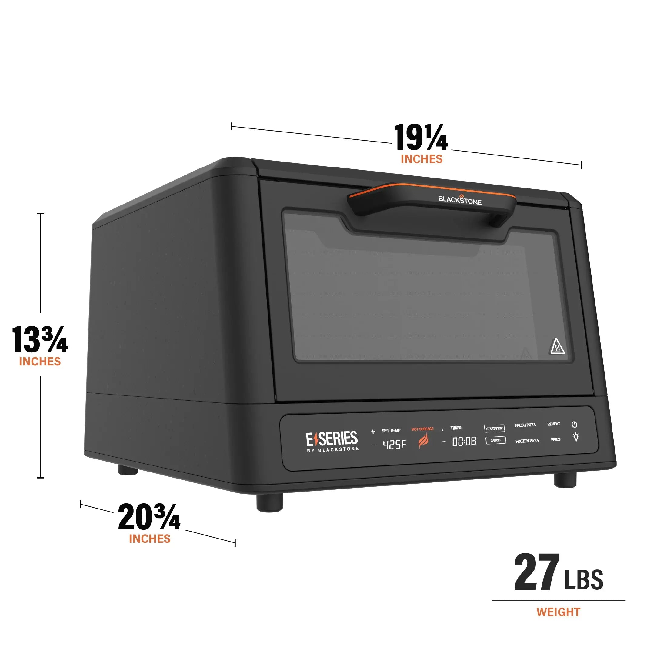 Blackstone E Series Electric Pizza Oven and Air Fryer dimensions