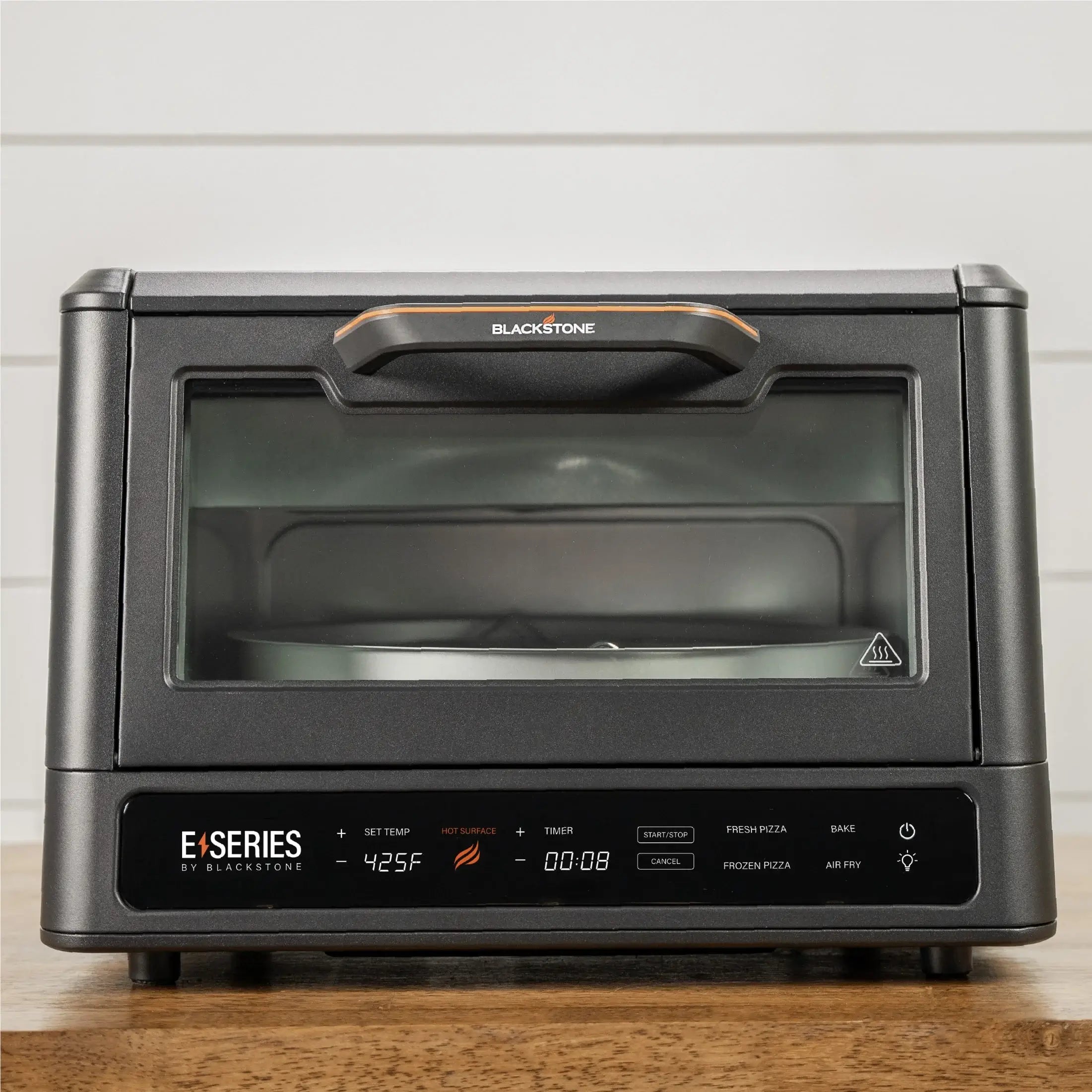 Blackstone E Series Electric Pizza Oven and Air Fryer front view on countertop