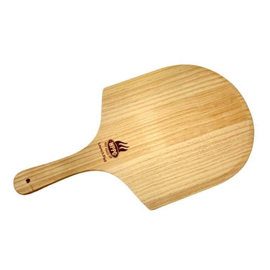 WPPO 12x24 inch short handle wood pizza peel angled right