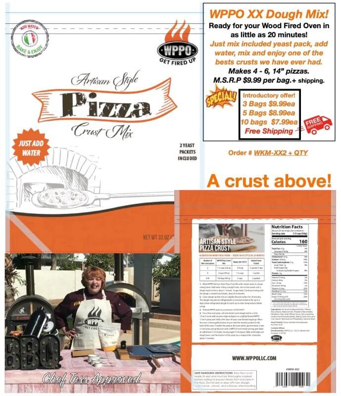 WPPO Artisan Style Pizza Dough Mix label and information