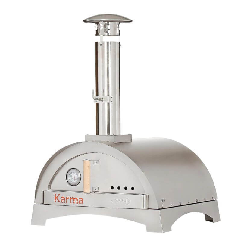 WPPO Karma 25 Wood Fired Pizza Oven with stainless steel finish