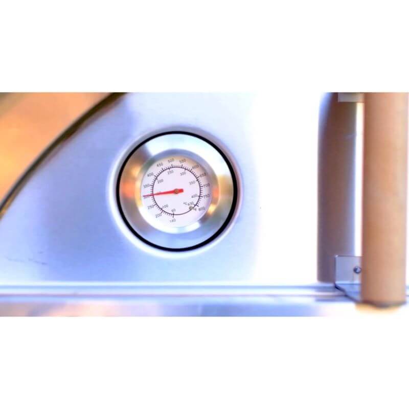 WPPO Karma 42 Wood Fired Pizza Oven closeup of temperature gauge